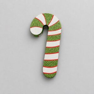 Candy Cane Christmas Decor Box Green White Red Glitter